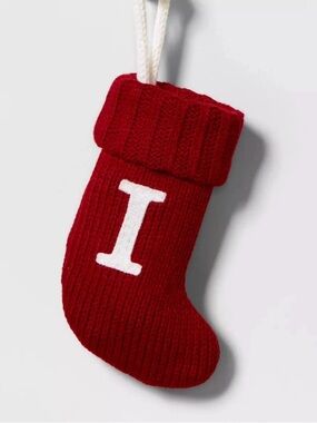 Letter I Wondershop Mini Christmas Stocking Red Knit NEW